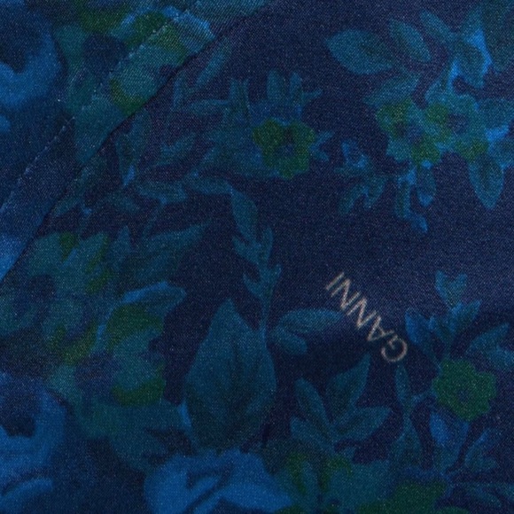 NWT Ganni asymmetrical navy floral-print bias cut silk skirt - Picture 6 of 10